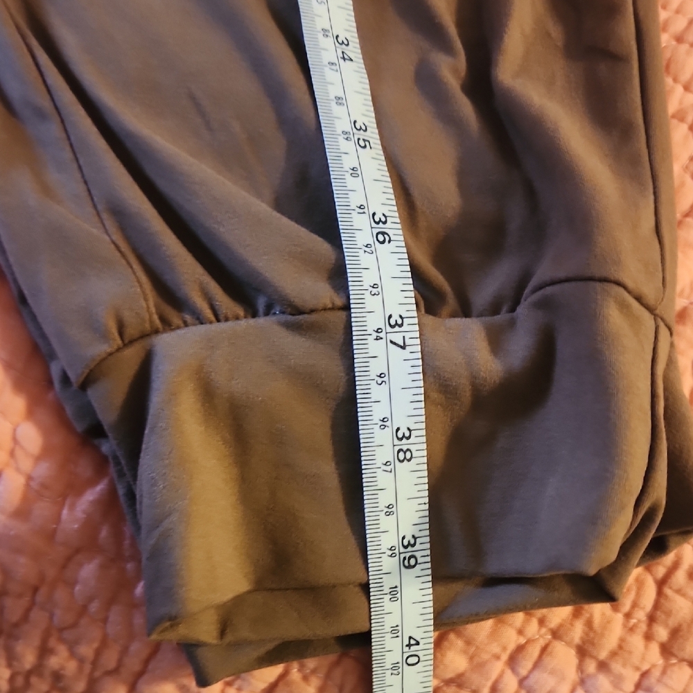 Womens Brown Elastic-Waist Jogger Pants with Zipper Pocket - Picture 6 of 7